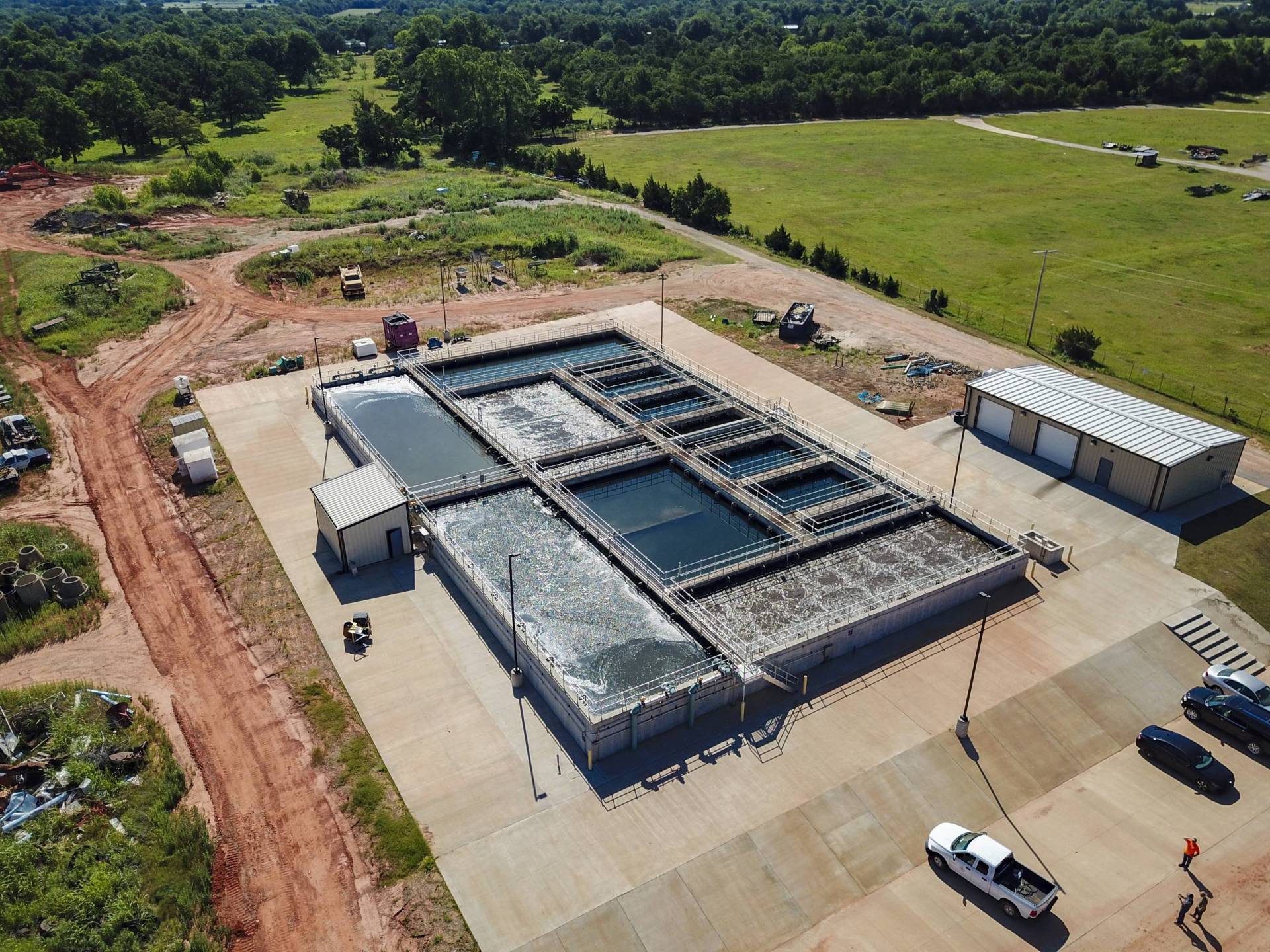 Aero-Mod modular wastewater treatment installation, aerial view